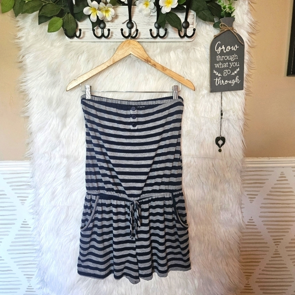 XXI Strapless Striped Jersey Romper